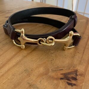 Authentic Holt Renfrew Equestrian-Inspired Leather Belt with Gold Bit Hardware